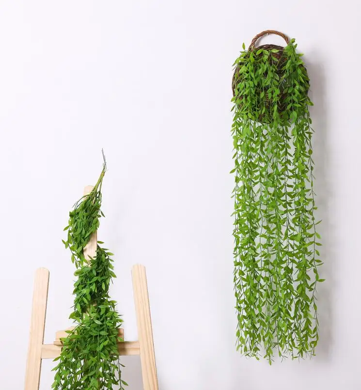 100 см зеленое подвесное растение, искусственное растение, ивовая стена, украшение для дома, балконное украшение, цветочная корзина, аксессуары