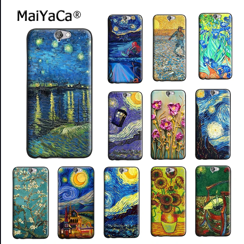 

MaiYaCa Luxury Hybrid phone case For case HTC One M7 M8 M9 PLUS X9 A9 case Van Gogh Starry Night Over the Rhone coque cover