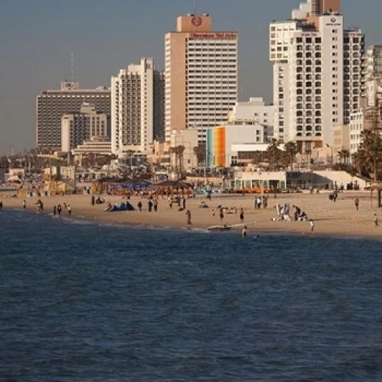 Israel  Tel Aviv  beachfront hotels  late afternoon Poster Print by Walter Bibikow (19 x 28)