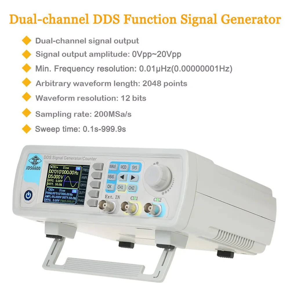 

digital signal generator Dual-channel DDS Function Generator Arbitrary Waveform Pulse Frequency Meter 1Hz-100MHz 200MSa/s 30MHz