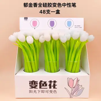 

48 pcs Gel Pens Tulip flower discoloration black colored gel-inkpens for writing Cute stationery office school supplies 0.5mm