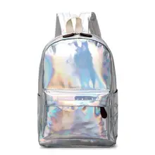 Женский голографический рюкзак, женские мягкие рюкзаки из искусственной кожи с лазером, рюкзаки для путешествий, школьные сумки с серебряной голограммой для девочек-подростков