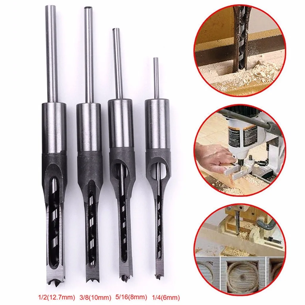 4Pcs 7Pcs Square Hole twist drill bit Saw Mortise Drill Bit Set