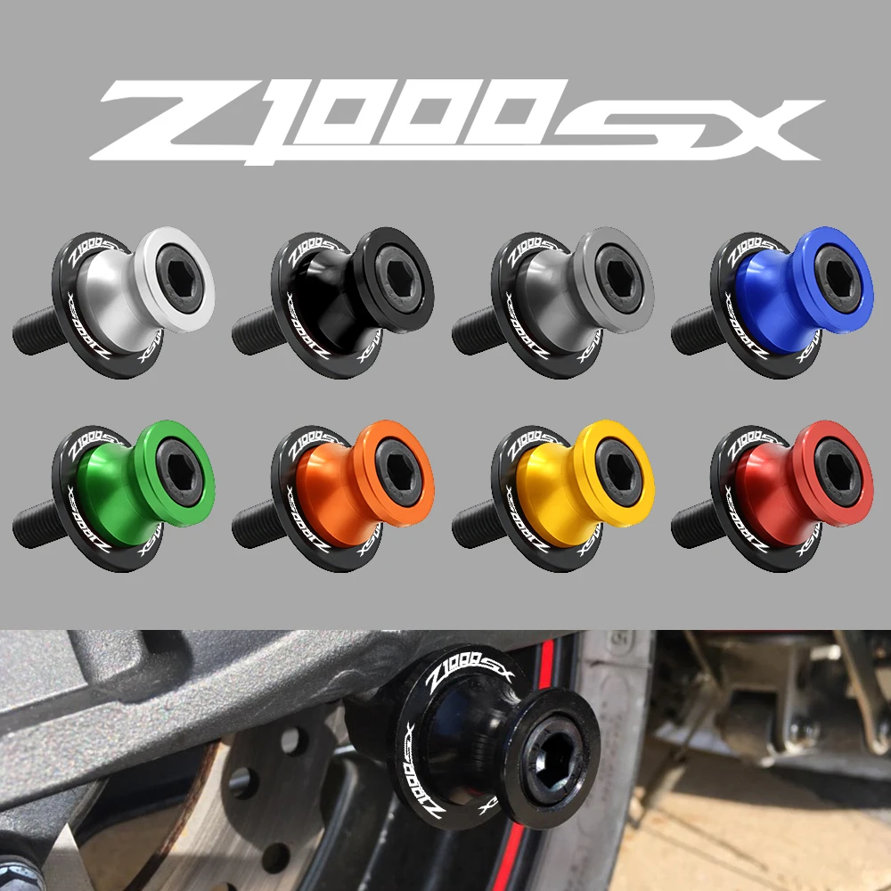 For Kawasaki Z1000SX 10Mm Swingarm Slider Spools Motorcycle Accessories CNC Aluminum Motorbike Stand Screws With Z1000SX LOGO