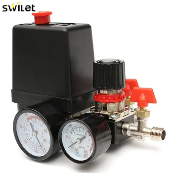 

30-120PSI Air Compressor Pressure Valve Switch Manifold Relief Regulator Gauges 240V 20A