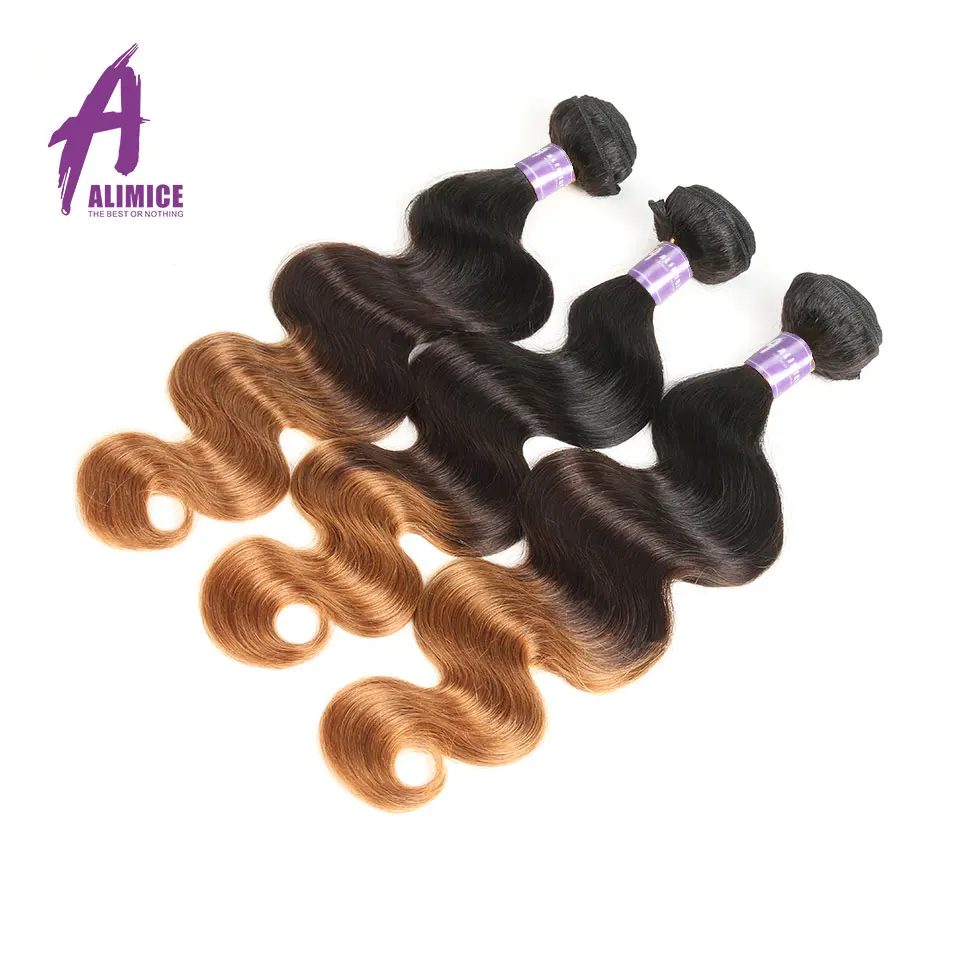 Alimice Ombre индийские волосы Средства ухода за кожей волна 3 пучки волос T1B/4/30