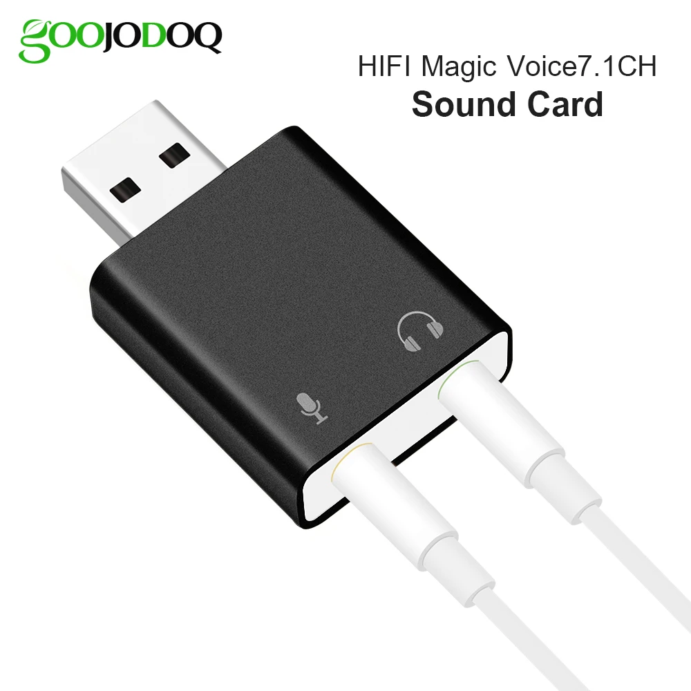 

GOOJODOQ External USB Sound Card Ultra-portable HIFI Magic Voice 7.1CH Microphone-in Audio-out port Free Drive Plug Sound Card