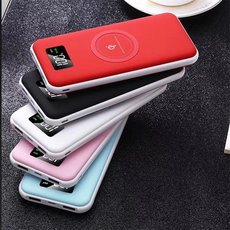 10000mAh Qi Wireless Charger Power Bank with LED Digital Display Dual USB External Battery Powerbank for iphone X Samsung Xiaomi