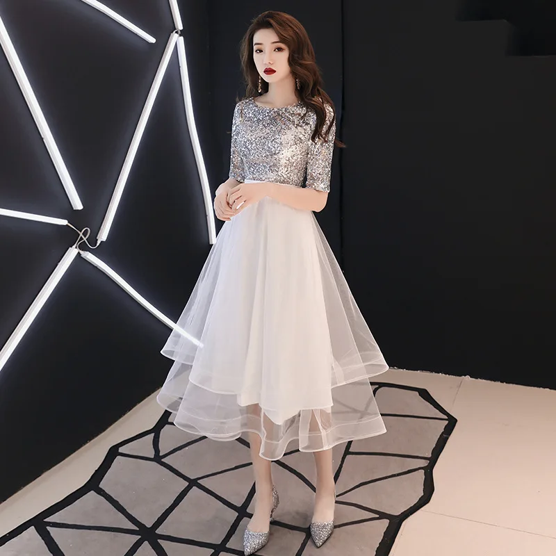 حزب اللباس الإناث 2019 جديد أنيقة مأدبة النساء اللباس مطرزة الديكور خليط فستان صيفي vestidos