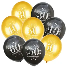 5 PCS с днем рождения номер воздушные шары с рисунком золотистый и черный шары из латекса Globos 16 18 30 40 50 60 70, 80, 90 лет День рождения