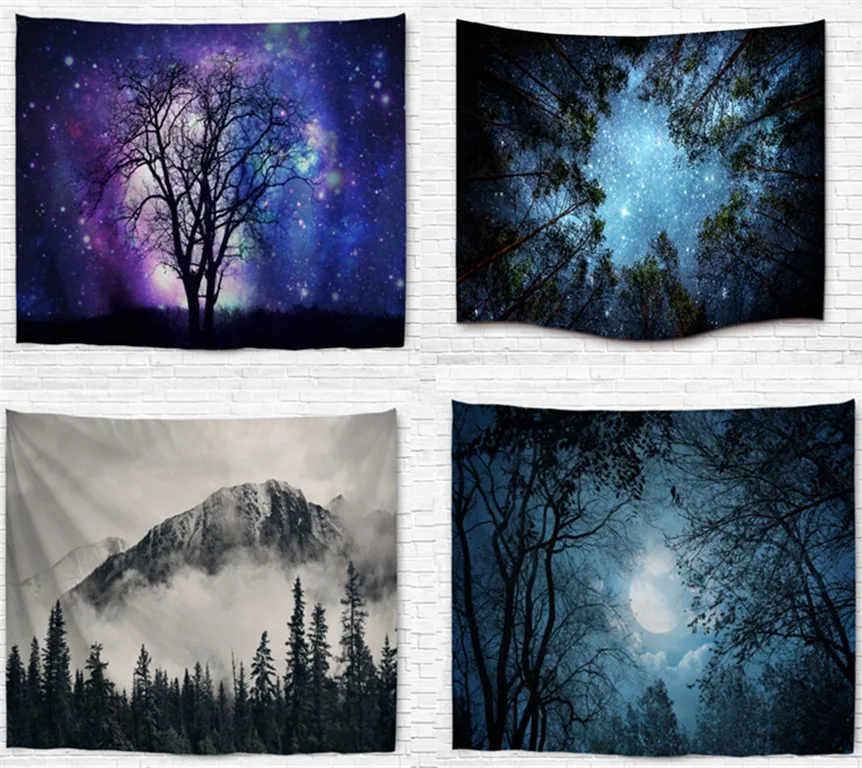 

Romantic Moonlight Nature Scene Fabric Decorative Wall Hanging Tapestry Decor Polyester Curtain Table Cover Home Picnic Usage