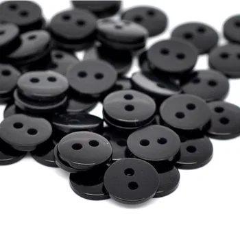 

DoreenBeads Resin Sewing Buttons Scrapbooking Round Black 2 Holes For Clothing DIY Crafts 9mm x 2mm, 55 PCs