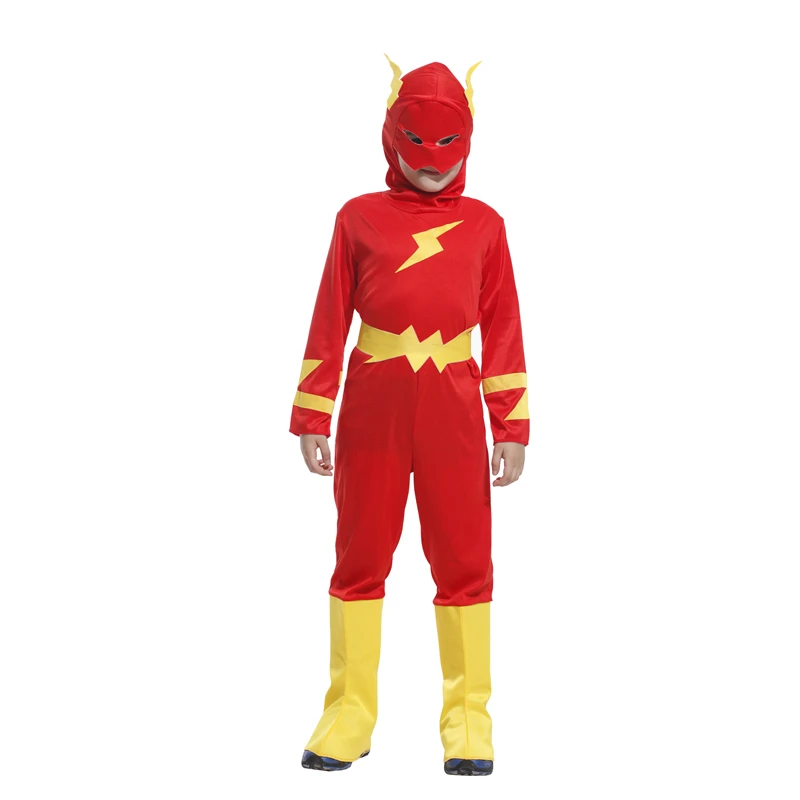 

The Flash Cosplay Costume With mask Kids Fantasy Comics Movie SuperHero Flashman Costumes for Carnival Halloween Party Dress