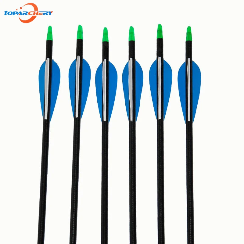 

6pcs/lot 32" (82cm) Blue White Fletching Feathers Fiberglass Arrows for Recurve Long Bow Hunting Shooting Target Practice Games