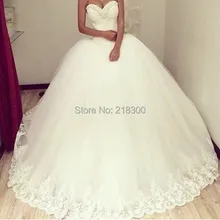 Ball gown wedding dress with beaded lace neckline vintage wedding gowns