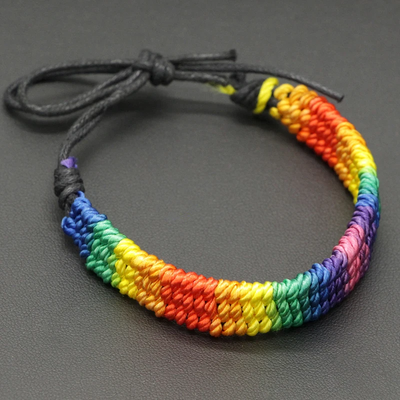 

50pcs/lot Multi-color Rainbow Hand Wave Bracelet 14cm Manual lgbt Pride Les