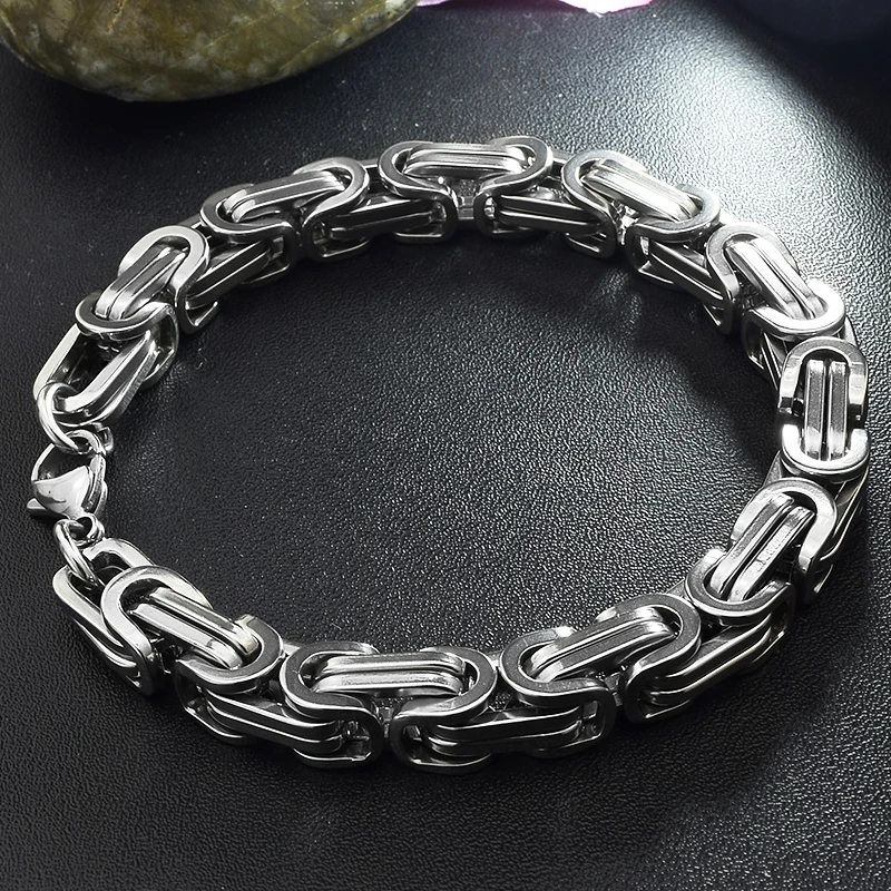

Dolaime Hot Fashion Stainless Steel Bracelet Men Byzantine Link Chain Bracelets & bangles PUNK Style, pulseira masculina