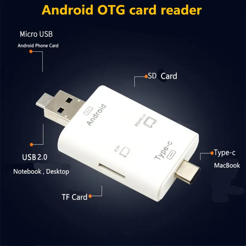 Кард-ридер micro USB OTG type-C USB2.0 флэш-накопитель 3 в 1 480 Мбит/с для huawei Xiaomi samsung мобильный телефон ПК планшеты ноутбук