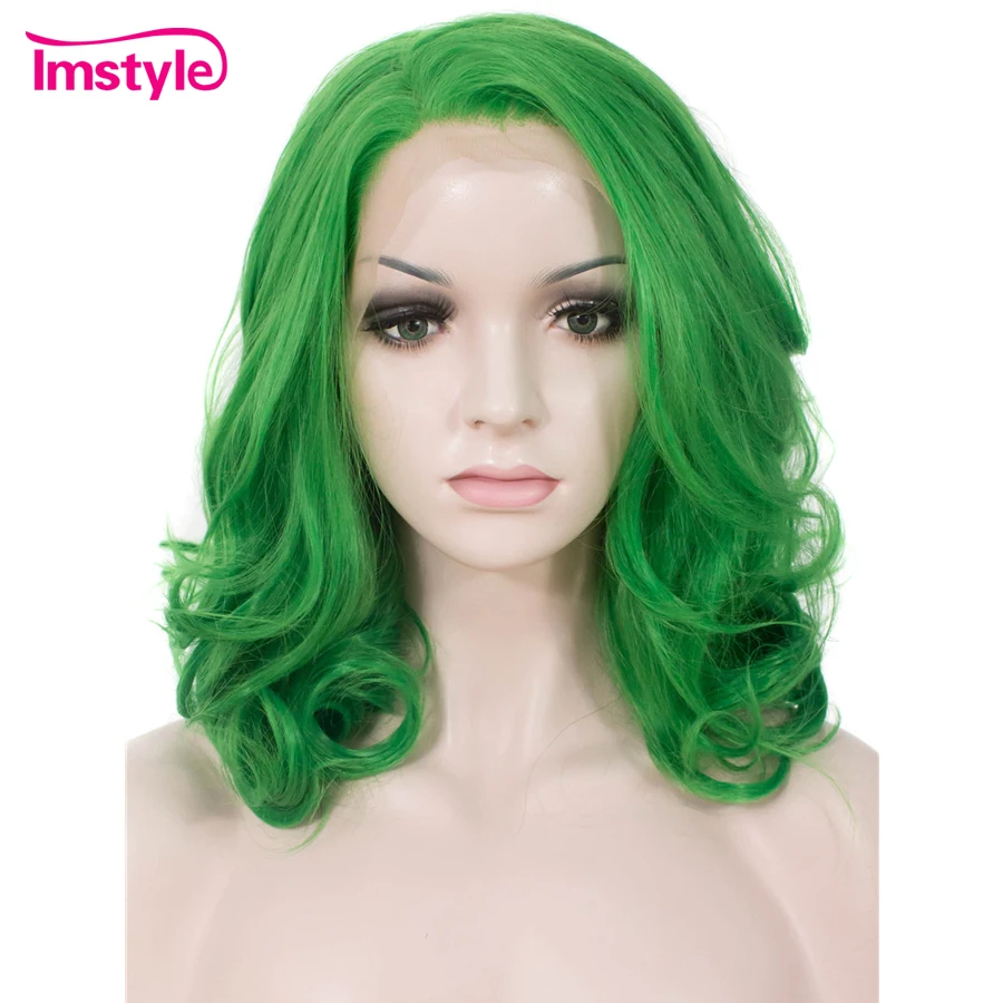 

Imstyle Wavy Synthetic Green color 16" lace front wig