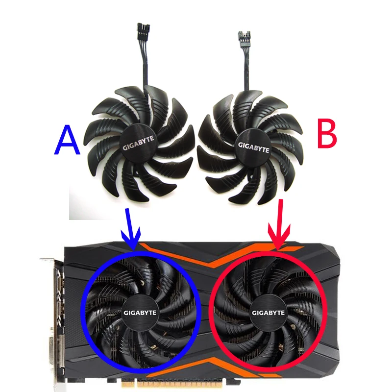 Вентилятор охлаждения для видеокарты Gigabyte GeForce RX580/570 GIGABYTE кулер 87 мм 0 40a 4Pin