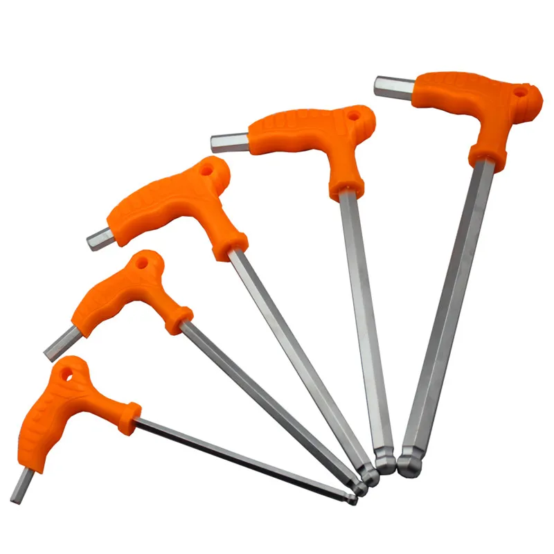 6pcs 2.58mm Crv T Handle Ball Point Hex Allen Key Wrench Set Spanner