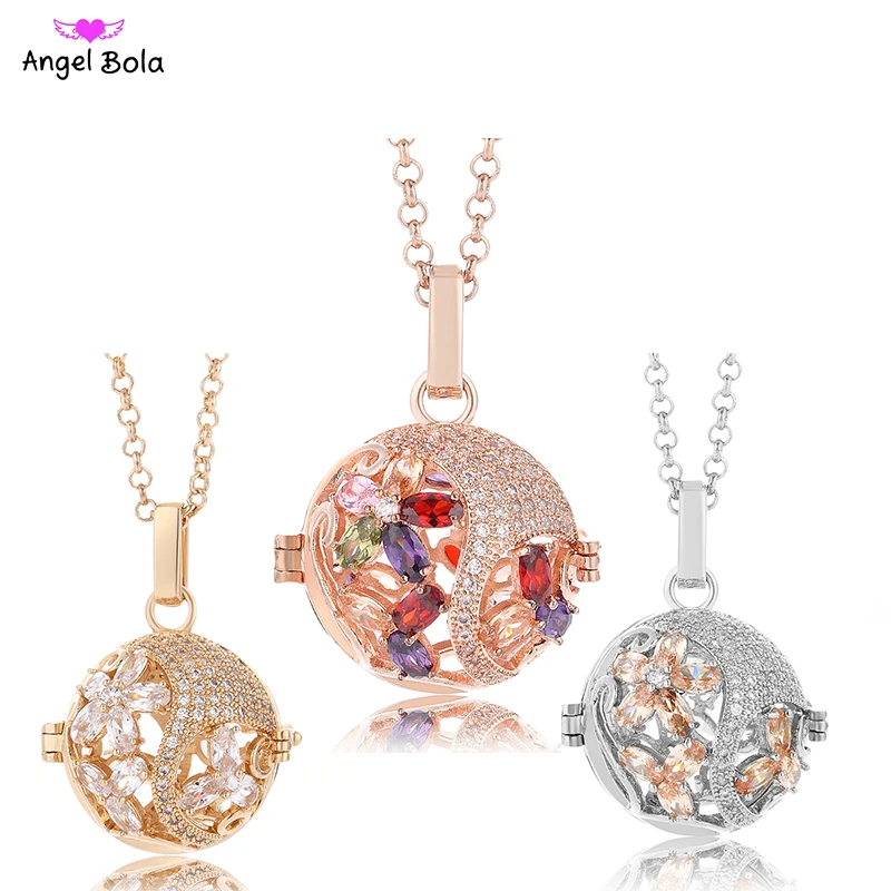

2018 New CZ Diffuser Necklaces Cage Zircon Jewelry Sound Pendants for Mom Aromatherapy Gifts NL102 Free Shipping