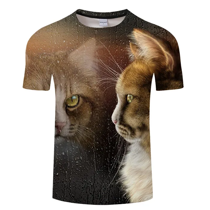 Новая модная футболка с 3D принтом животных, кошек, женская футболка в стиле Харадзюку, женская футболка с круглым воротником и коротким рукавом