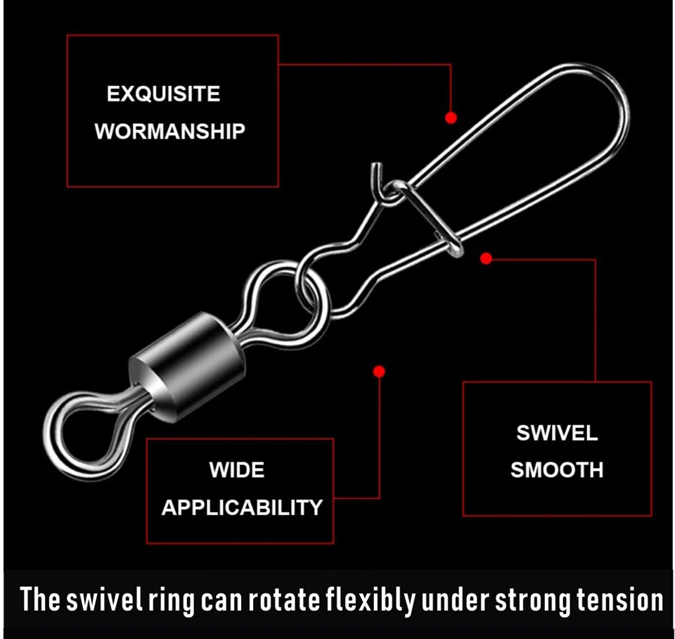 10-100 шт./лот шарикоподшипник Вертлюги замок рыболовные из нержавеющей стали быстрая замена Вертлюги с защелкой Размер рыболовный крючок соединитель