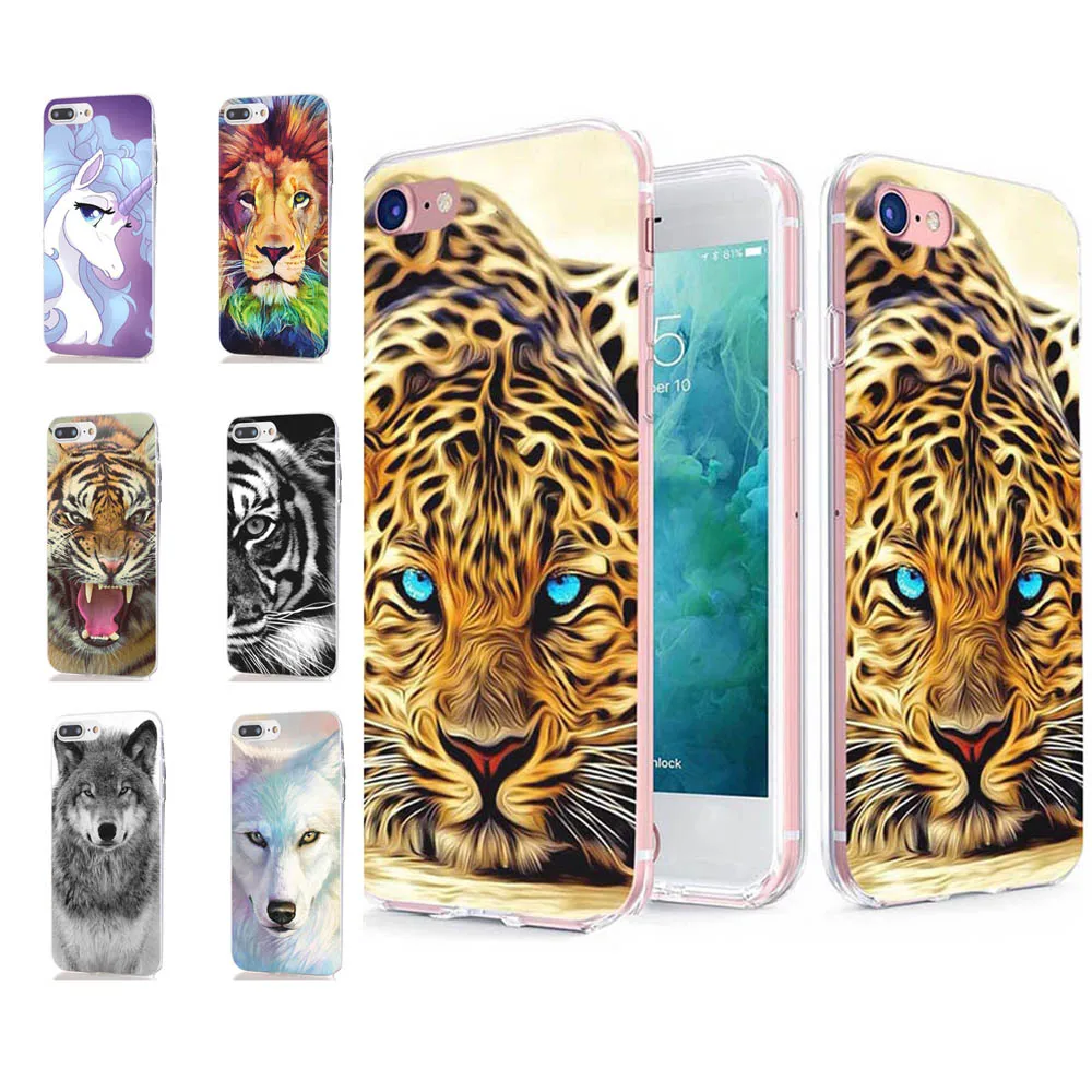 MLCRIYG мягкий телефон чехол для iPhone 6 S Plus 7 8 X TPU красочный Лев волк Леопард крутой