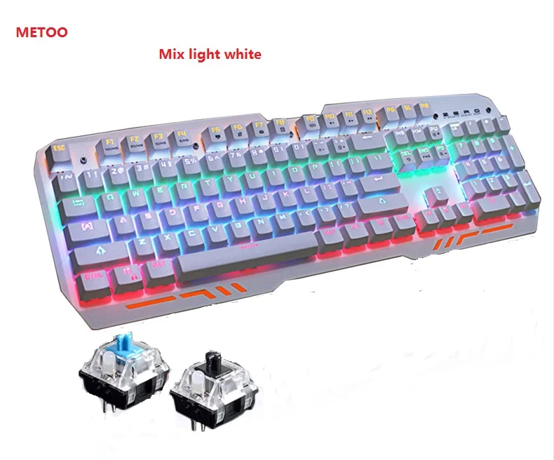 Metoo zero Z11 механические клавиатуры и мыши 104 ключей синий переключатель LED Gaming Keyboard anti-ореолы для Планшет настольный компьютер