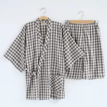 Летние японские мужские Пижамные наборы и женские пижамы кимоно пижамы Женская удобная одежда для отдыха из двух предметов домашняя одежда