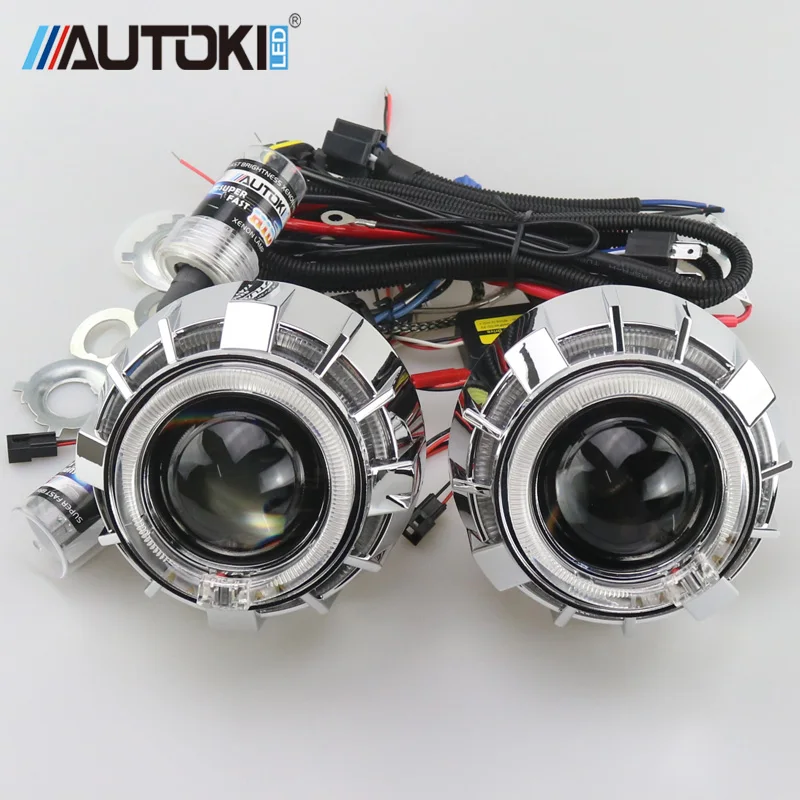 Autoki Новый двухцветный СВЕТОДИОДНЫЙ DRL с H1 Mini Hi/Low bi xenon комплект прожекторных фар |