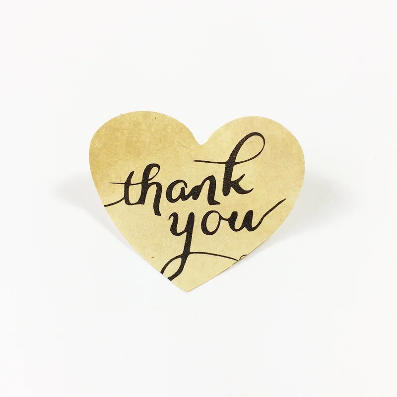 500 шт./лот Kraft Бумага печать этикетки Стикеры в форме сердца благодарю вас тегов подарок тег Свадебная вечеринка DIY упаковка подарка Бумага