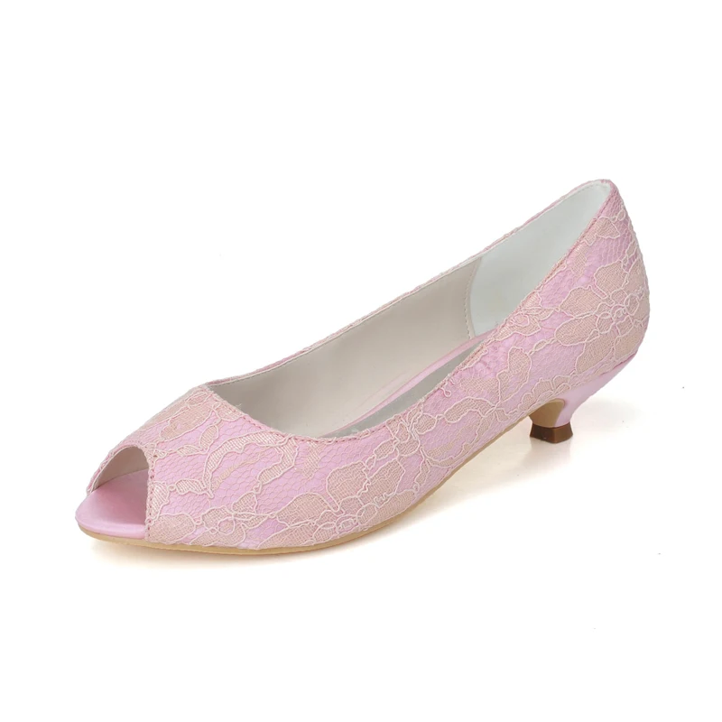 

Creativesugar Elegant woman open toe concise low small heel lace evening dress shoes bridal wedding party banquet pure color