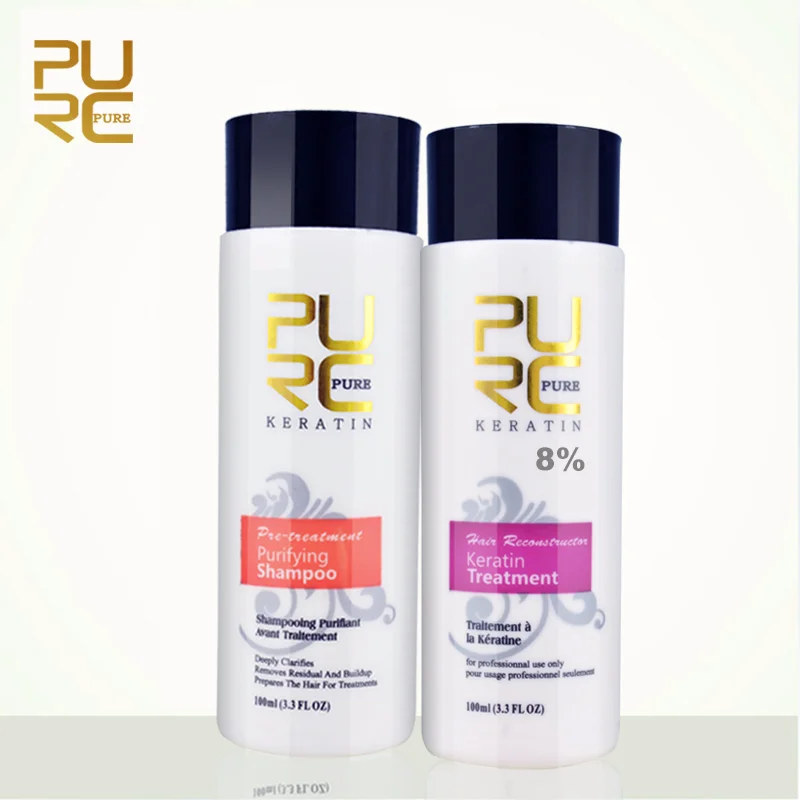 

PURC 8% Formaldehyde Keratin And Purifying Shampoo Set Straightening Hair Repair And Atraighten Damage Hair Products