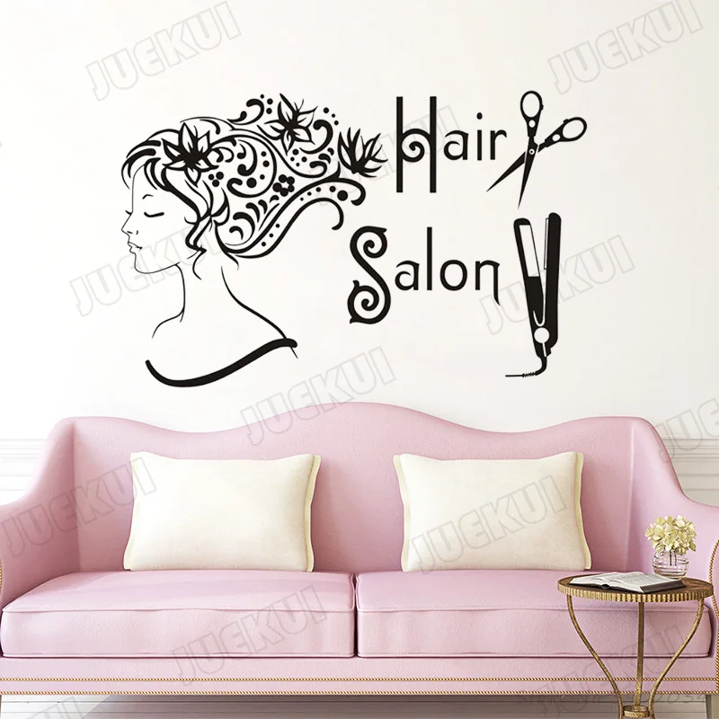 Flower Women Head Hair Salon Wall Stickers Beauty Salons Vinyl Wall Decals Barber Shop Living Room Home Decor Decoration B99 Wall Stickers Aliexpress