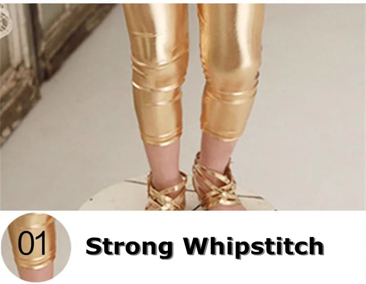 Золото Обувь для девочек Леггинсы для женщин детей Костюмы флуоресцентный Цвет узкие детские кожаные штаны яркие лосины 4 шт./лот