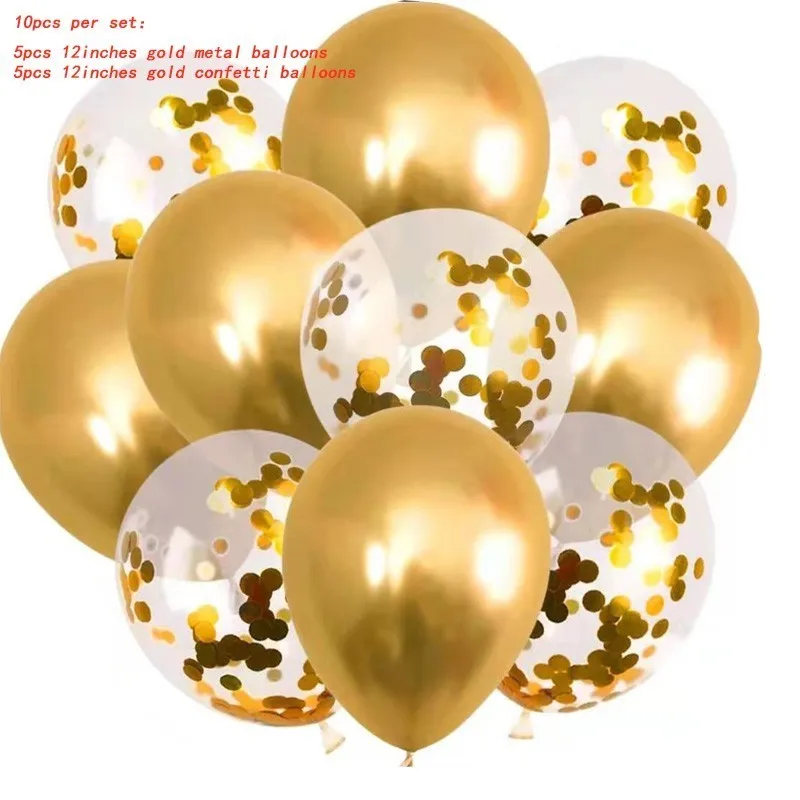 10 шт воздушные шары с конфетти цвета розовое золото День рождения украшения Дети взрослый металлический шар воздушный шар набор воздушный шар на день рождения украшения - Цвет: 4