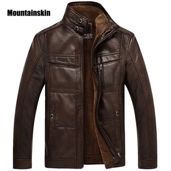 Mountainskin Leather Jacket Men Coats 5XL Brand High Quality PU Outerwear Men Business Winter Faux Fur