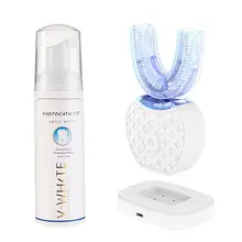 360 градусов Автоматическая быстрая электрическая зубная щетка без рук автоматическое отбеливание 360 градусов ультразвуковая зубная щетка u-образный синий свет