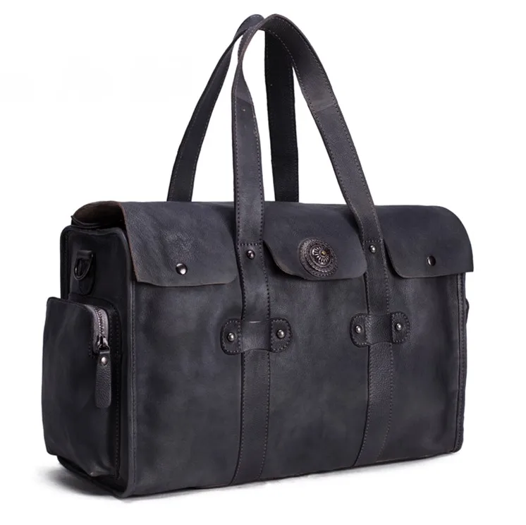 ROCKCOW большая водостойкая дорожная сумка для женщин ручная винтажная мужская кожаная дорожная сумка из кожи для путешествий 9035 - Цвет: Black