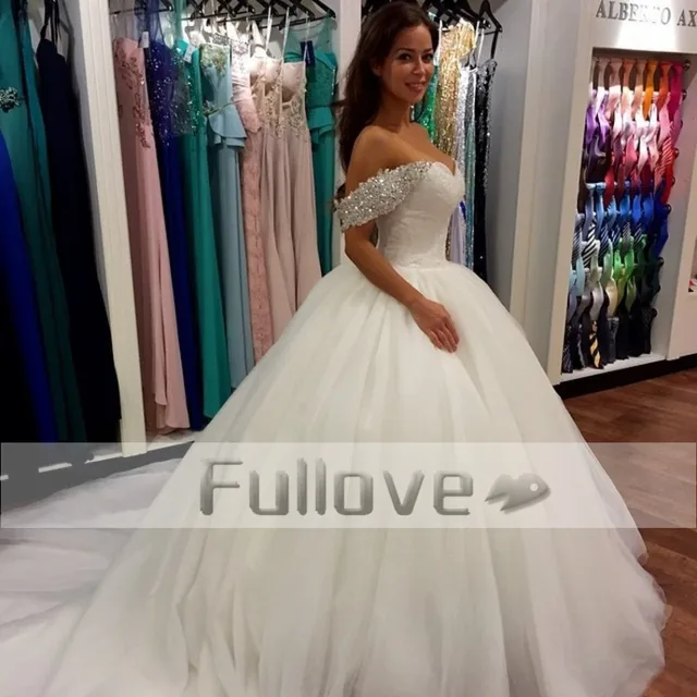 lujoso crystal blusa corsé de tulle de la princesa boda vestidos de