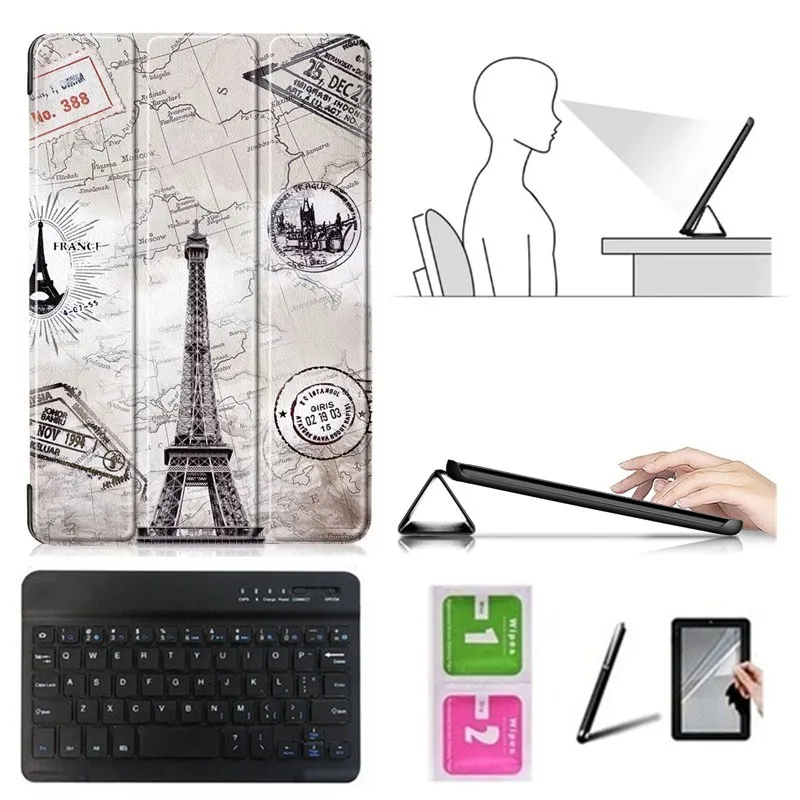 

Accessory Kit for Huawei MediaPad T5 10.0 AGS2-W09 AGS2-L09 AGS2-L03 AGS2-W19 - Printed Cover+Bluetooth Keyboard+Screen Film+Pen