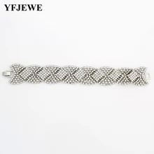 YFJEWE Стразы, посеребренные Кристальные браслеты для женщин, стразы, браслеты-манжеты, свадебные ювелирные изделия# B102