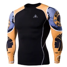 Футболка для фитнеса Новая футболка с длинным рукавом для фитнеса и бега, быстросохнущая компрессионная спортивная одежда с принтом, спортивная одежда для тренировок майка для фитнеса