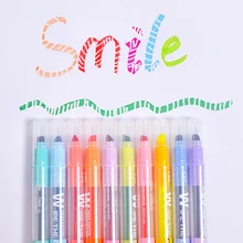 10 цветов/набор стираемая двойная головка хайлайтер DIY цветная ручка с ластиком голова Искусство Рисование маркером живопись канцелярские фломастеры