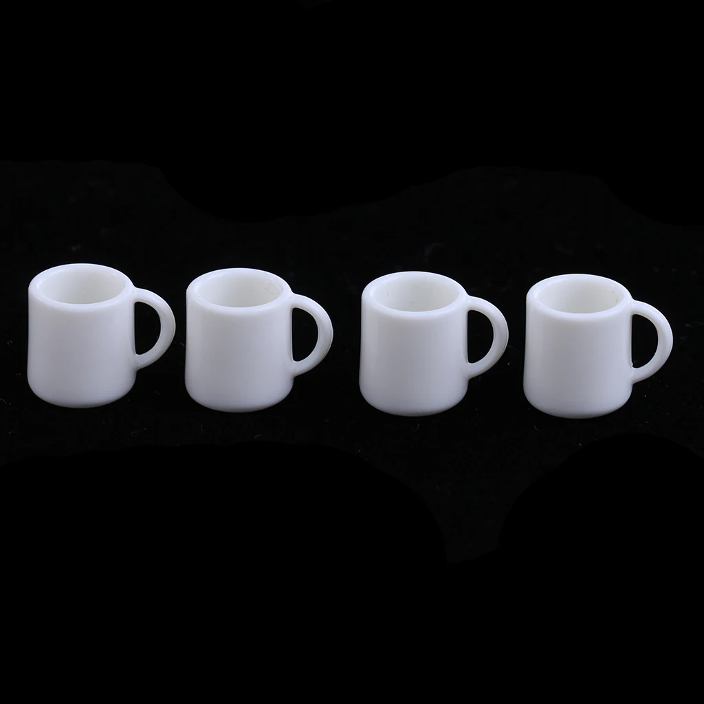 Set Of 4 Pieces Miniature Cups Mugs Dollhouse Tableware Accessories 1/12