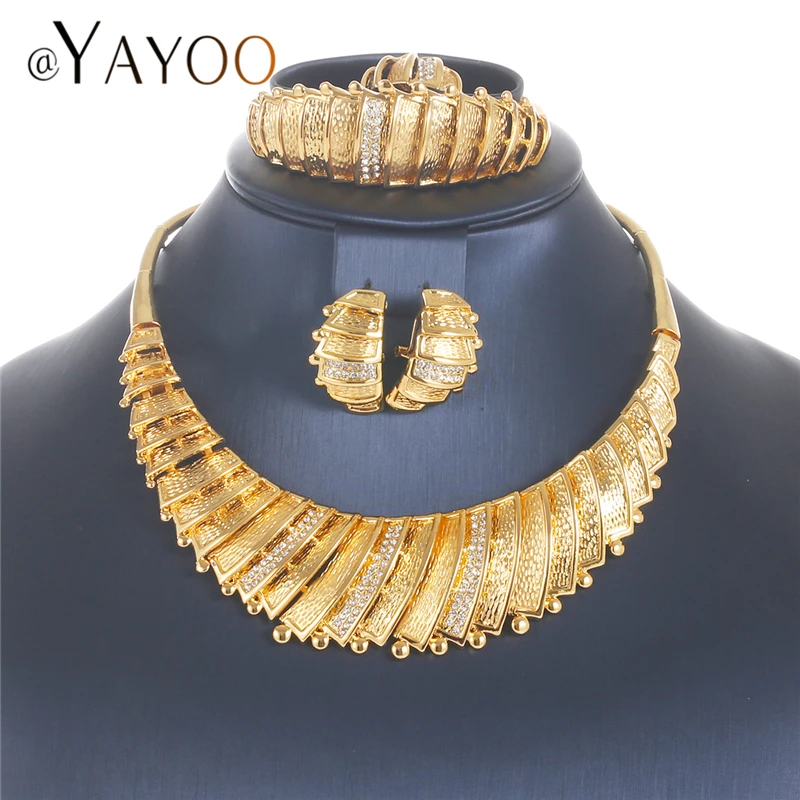 

AYAYOO Jewelry Set Bridal Fashion Dubai Gold Color Jewelry Sets For Women Jewelery Sets Italian Choker Costume Jewellery