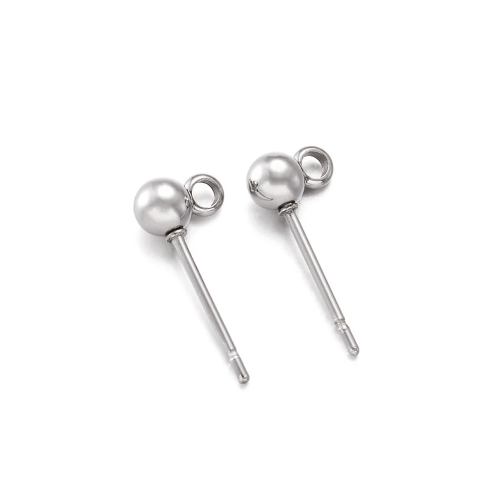 

50pc 304 Stainless Steel Ear Stud Components Earring Posts 15x6x4mm Hole: 1mm Pin: 0.4mm For DIY Jewelry Finding MakingEarrings