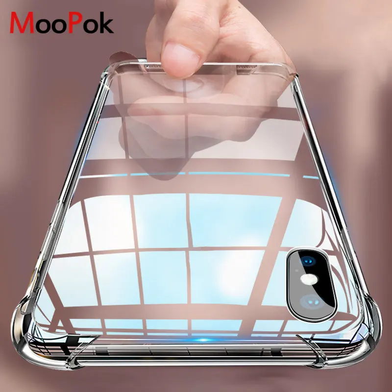 

Moopok Transparent Anti-knock Phone Case For iPhone X XS MAX XR 10 Soft TPU Cover Case For iPhone 8 7 6 6s Plus Cases Shell p30